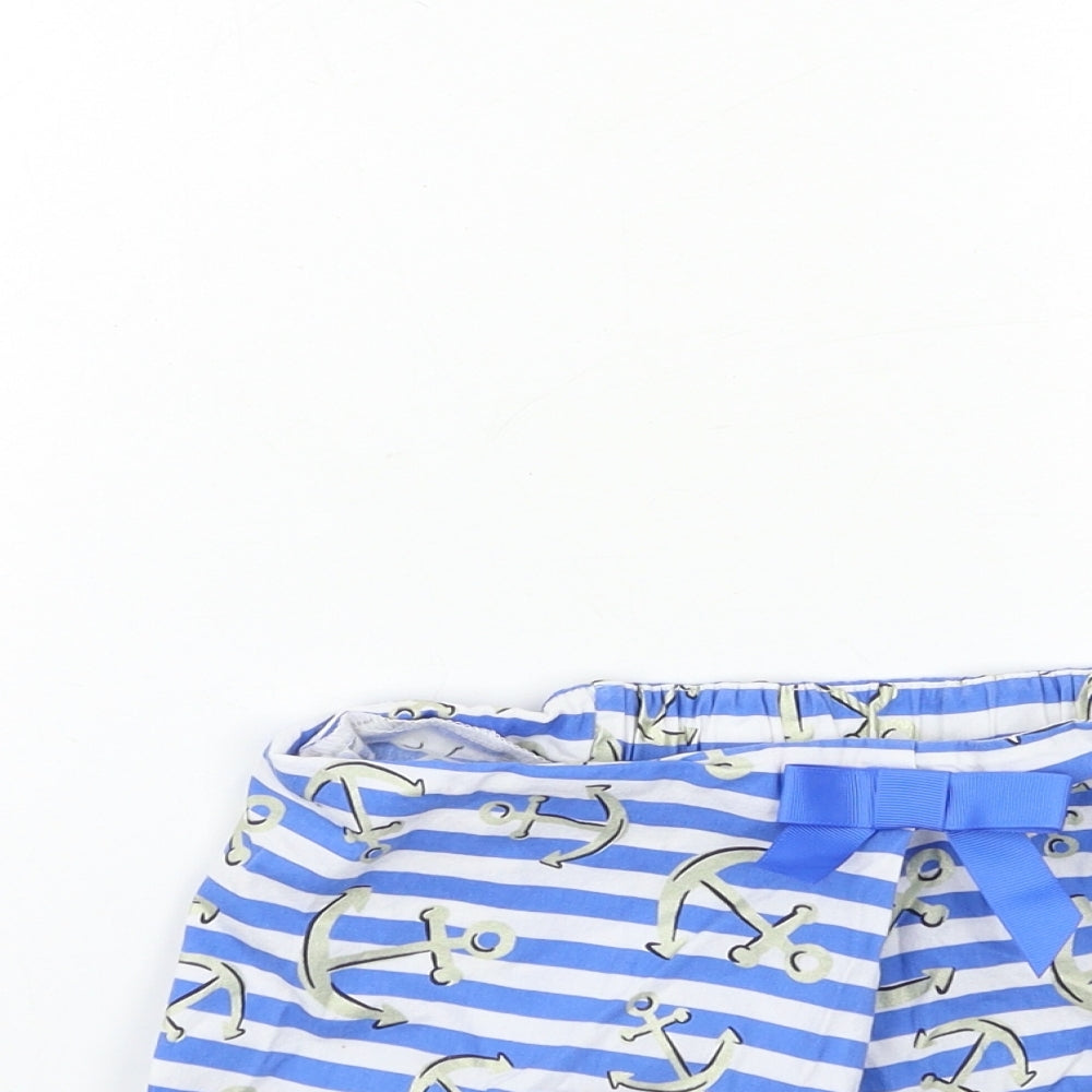 Preworn Girls Blue Striped  Wrap Shorts Size 7 Years