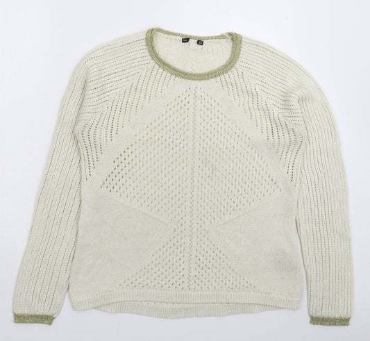 Preworn Womens White  Knit Pullover Jumper Size L