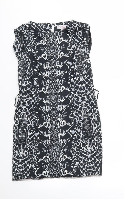 Additional front view of Be Beau women’s grey argyle/diamond fit & flare, size UK 12