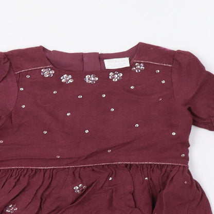 Close-up detail of F&F girls’ purple a-line, size 18-24, months