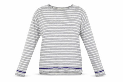H&M Womens Grey Striped Knit Pullover Sweatshirt Size S