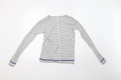 H&M Womens Grey Striped Knit Pullover Sweatshirt Size S