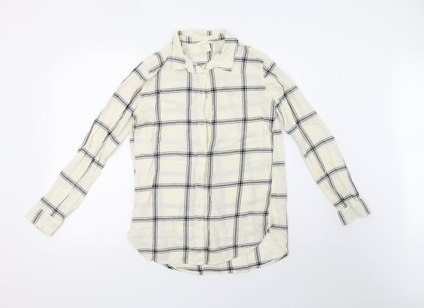 H&M Womens Grey Check  Basic Button-Up Size 36