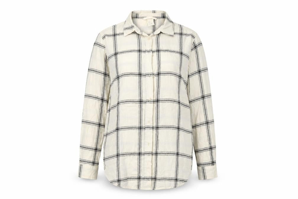 H&M Womens Grey Check  Basic Button-Up Size 36