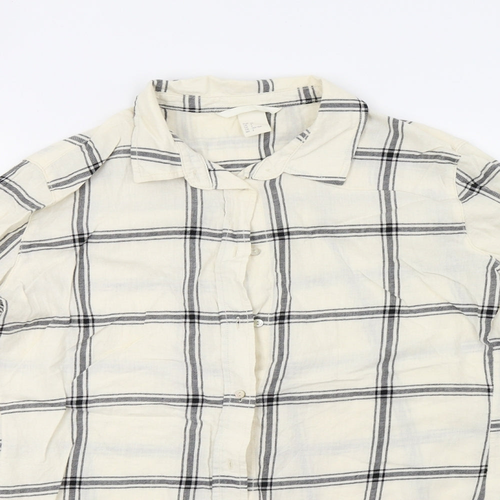 H&M Womens Grey Check  Basic Button-Up Size 36