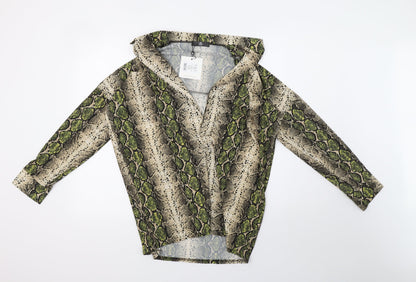Additional front view of Missguided women’s green animal print basic blouse, size UK 8