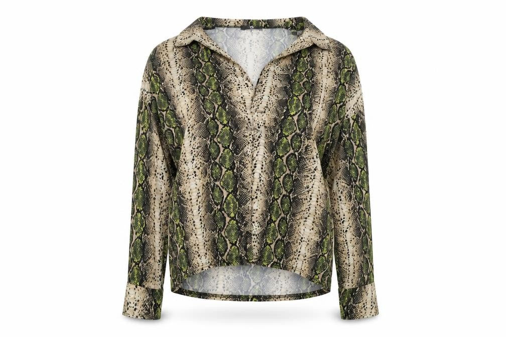Missguided Womens Green Animal Print  Basic Blouse Size 8
