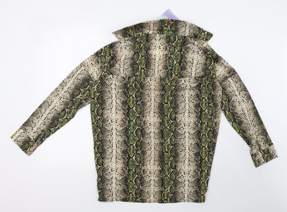 Back view of Missguided women’s green animal print basic blouse, size UK 8