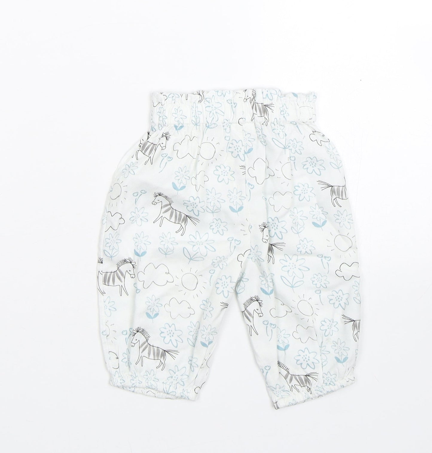M&S Baby White Floral  Sweatpants Trousers Size 0-3 Months