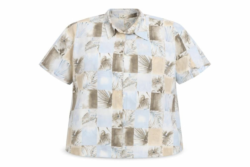 JF Womens Blue Check  Basic Button-Up Size 16  - Plants