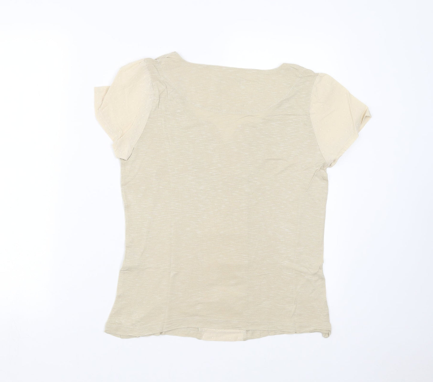 Marks and Spencer Womens Beige   Basic Blouse Size 14  - Embroidered detail