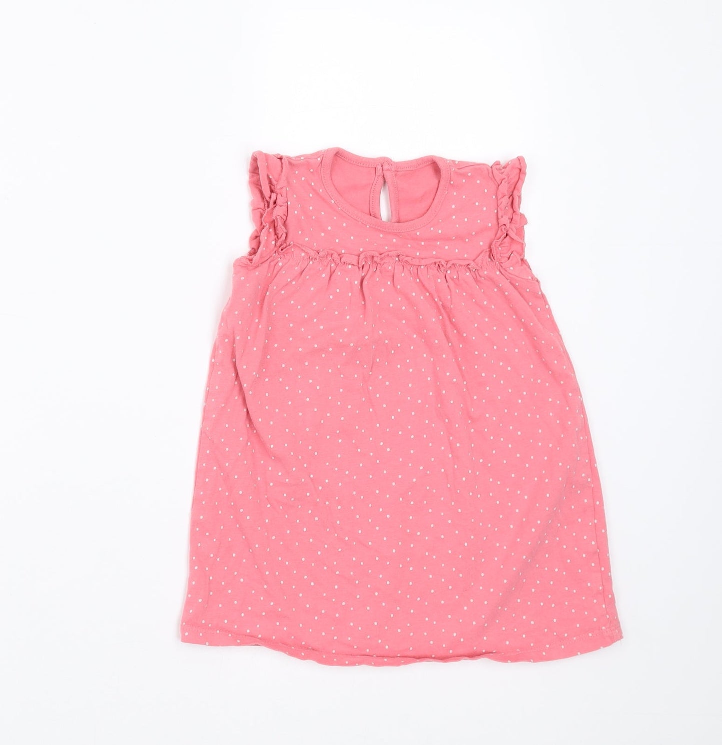George Girls Pink Polka Dot  T-Shirt Dress  Size 12-18 Months