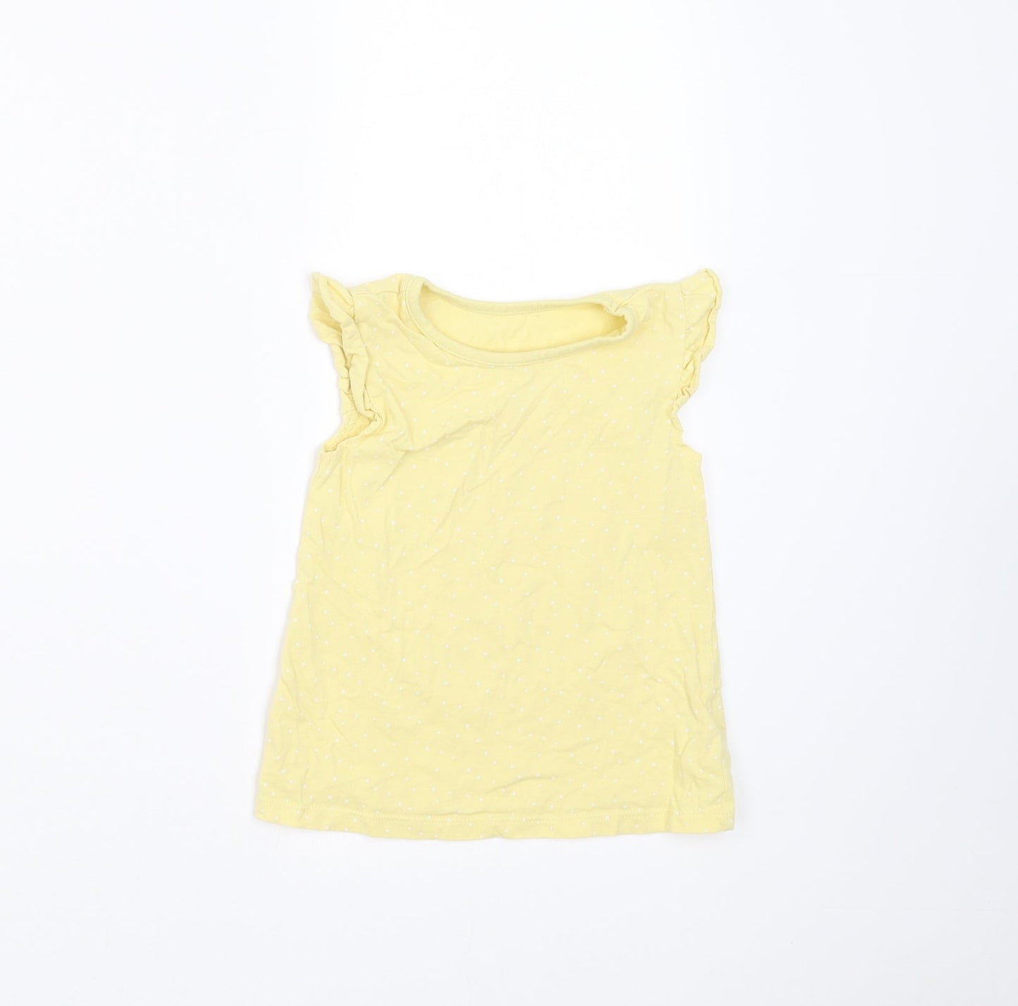 George Girls Yellow Polka Dot  Basic T-Shirt Size 12-18 Months