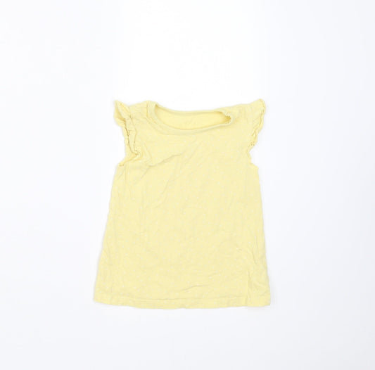 George Girls Yellow Polka Dot  Basic T-Shirt Size 12-18 Months