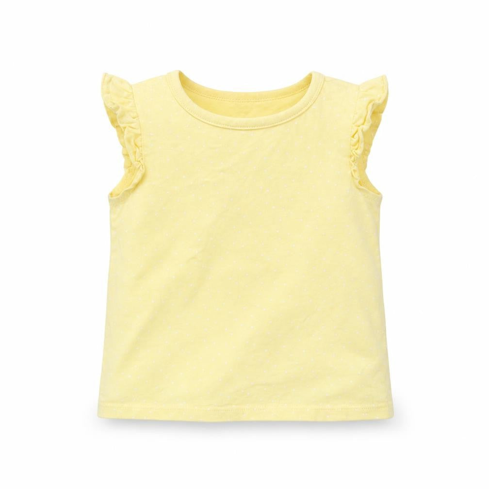 George Girls Yellow Polka Dot  Basic T-Shirt Size 12-18 Months