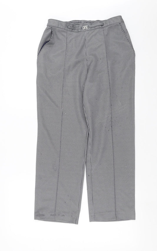 Marks and Spencer Womens Blue Houndstooth  Trousers  Size 14 L26 in