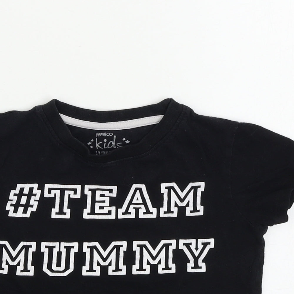 Pep&co      Boys Black   Basic T-Shirt Size 3-4 Years