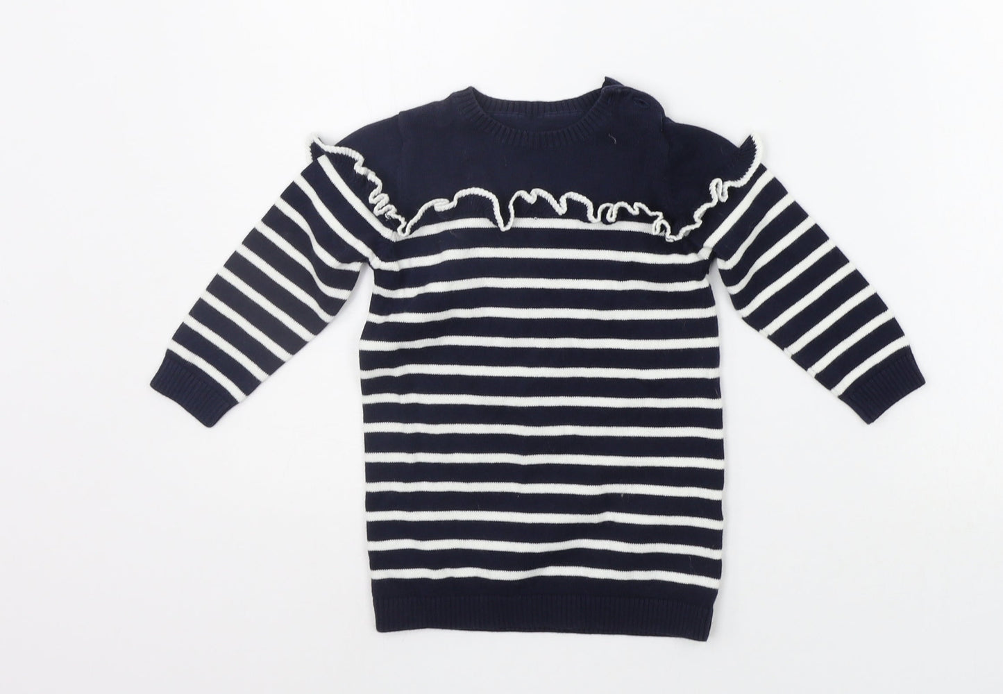 Matalan Baby Blue Striped  Jumper Dress  Size 9-12 Months