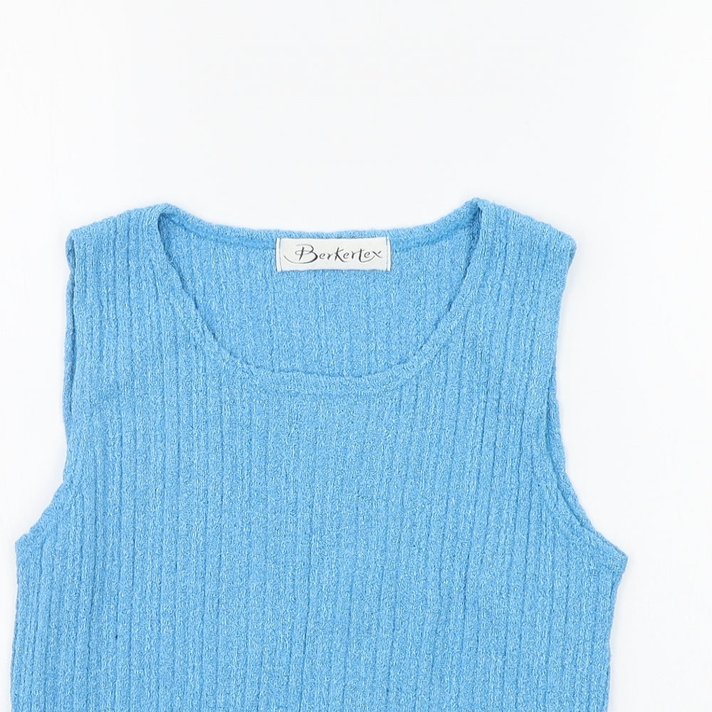 bertertex Womens Blue Houndstooth  Henley Jumper Size 14