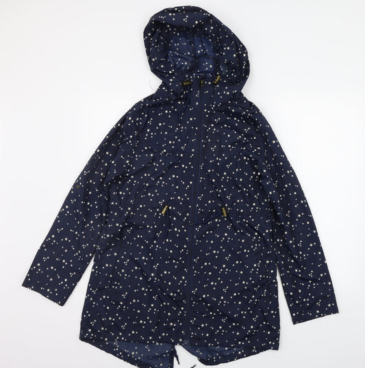 deniem co Womens Blue Geometric  Jacket Coat Size XS