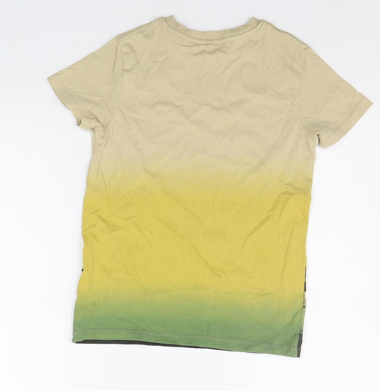 Marks and Spencer Girls Beige Geometric  Basic T-Shirt Size 7-8 Years  - palm trees