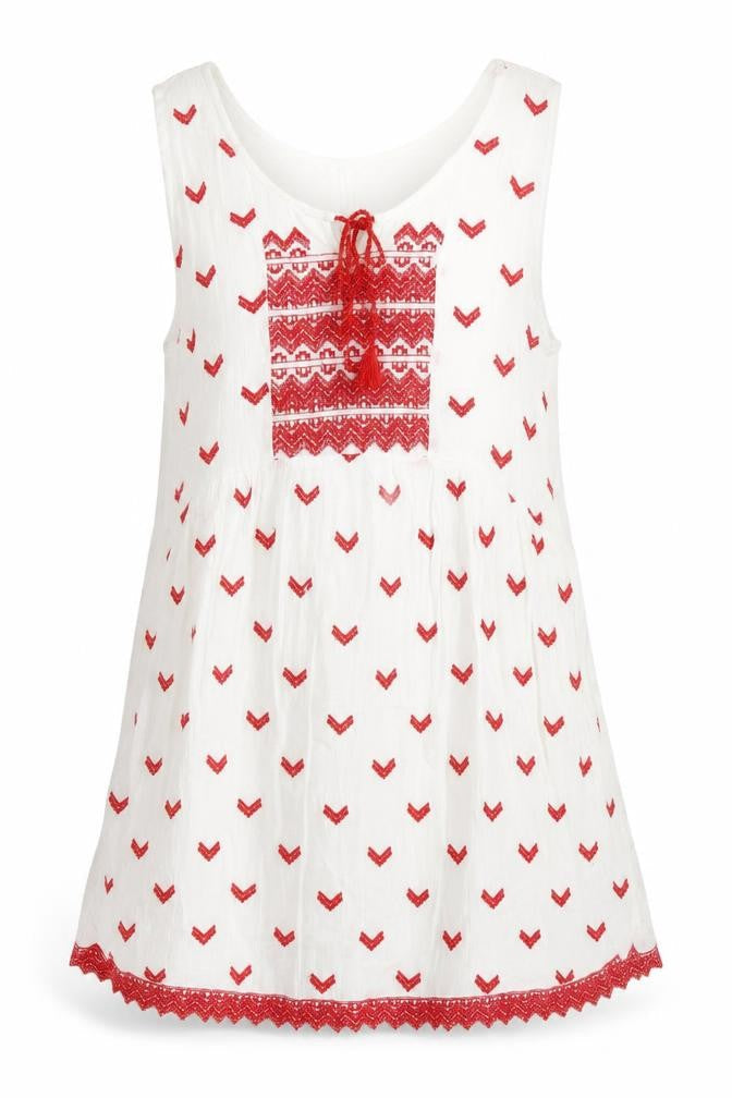 Anmol Womens White Geometric  A-Line  Size L