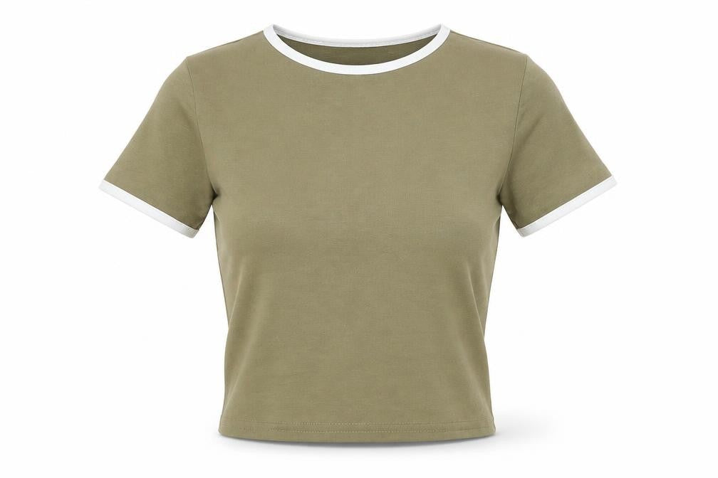 PRETTYLITTLETHING Womens Green   Ringer T-Shirt Size 4