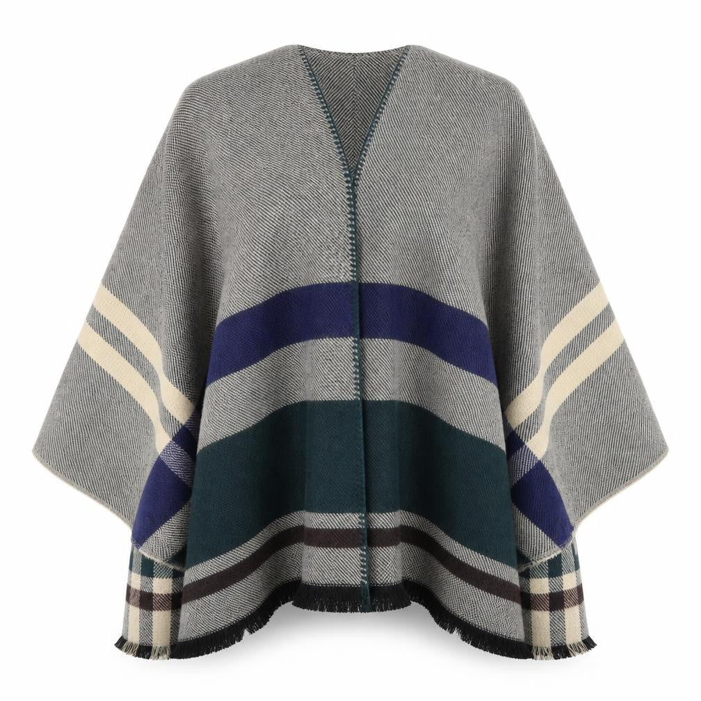 Preworn Womens Grey Plaid  Cape Jumper One Size