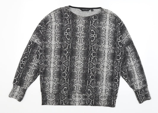 Dorothy Perkins Womens Grey Animal Print  Pullover Jumper Size 14