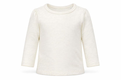 Front view of Blue Zoo girls’ ivory basic t-shirt, size 9-12, months