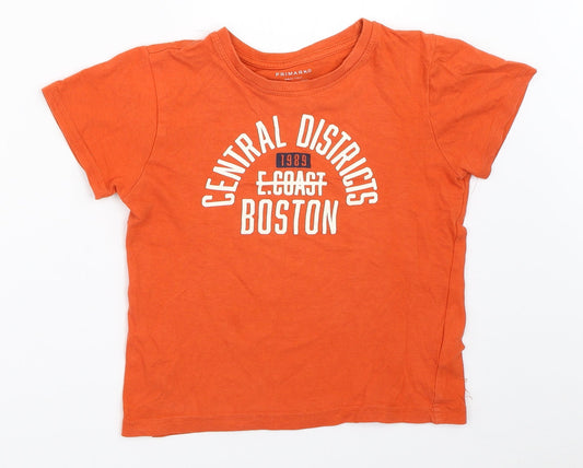 Primark Boys Orange   Basic T-Shirt Size 5-6 Years