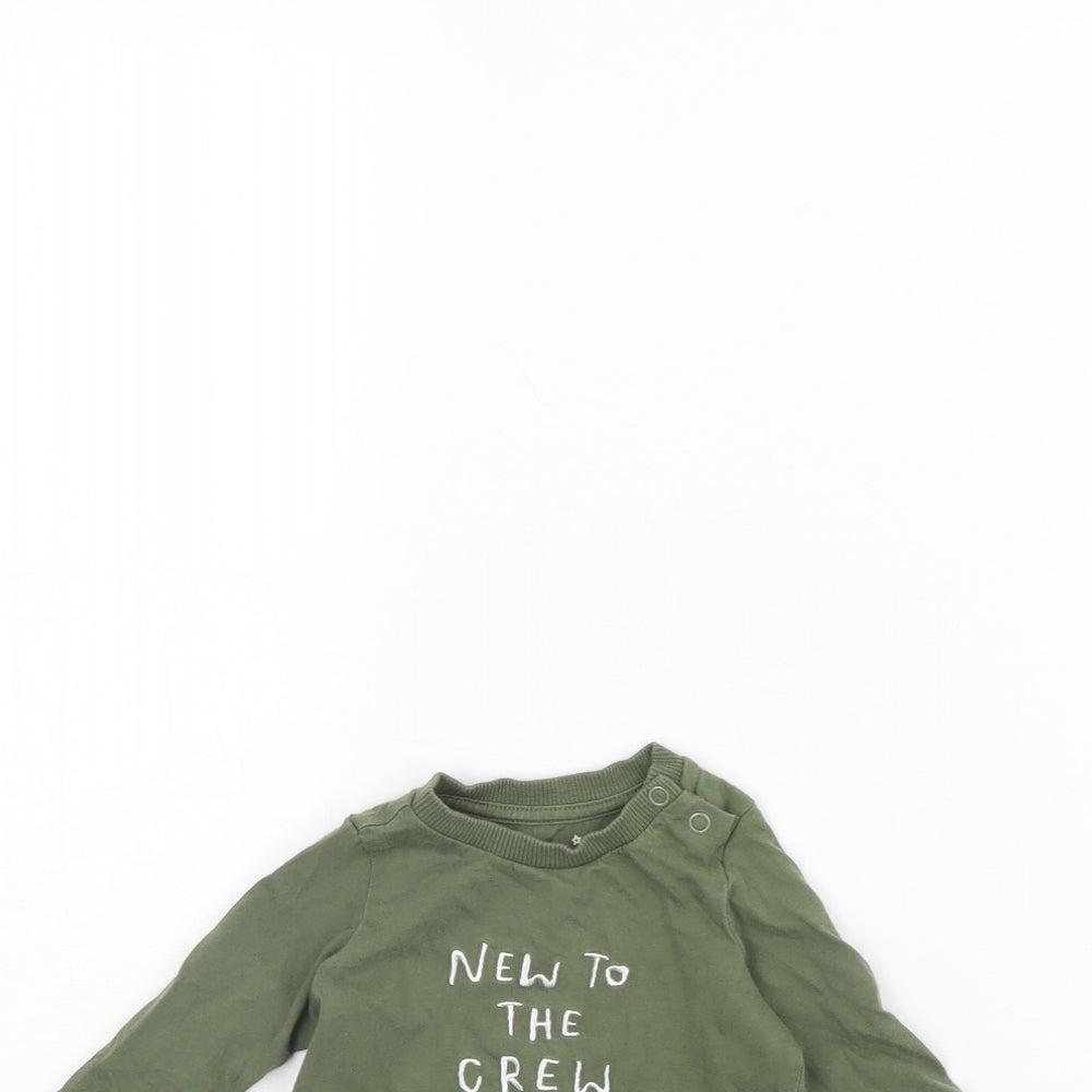 fred & flo Baby Green   Basic T-Shirt Size 0-3 Months  - new to the crew