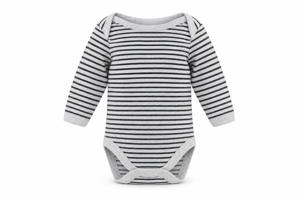 Primark Baby Grey Striped  Babygrow One-Piece Size 0-3 Months