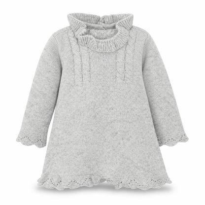 Front view of F&F girls’ grey jumper dress, size 6-9, months