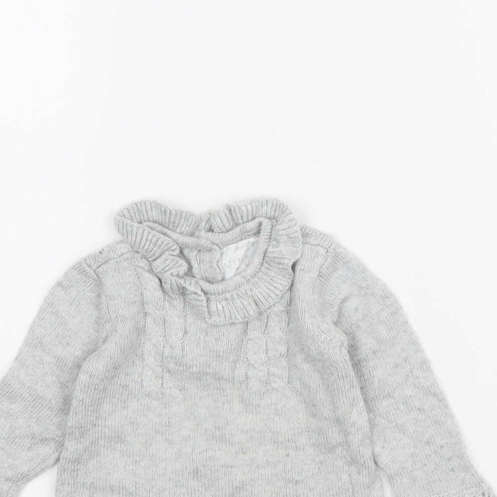 Close-up detail of F&F girls’ grey jumper dress, size 6-9, months
