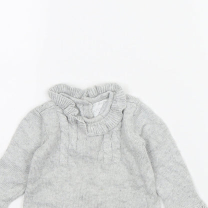 Close-up detail of F&F girls’ grey jumper dress, size 6-9, months