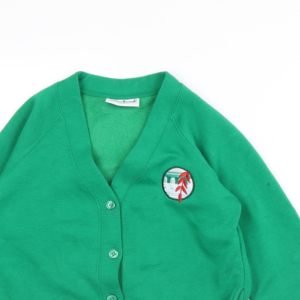 Woodbank Girls Green   Cardigan Jumper Size 9 Years