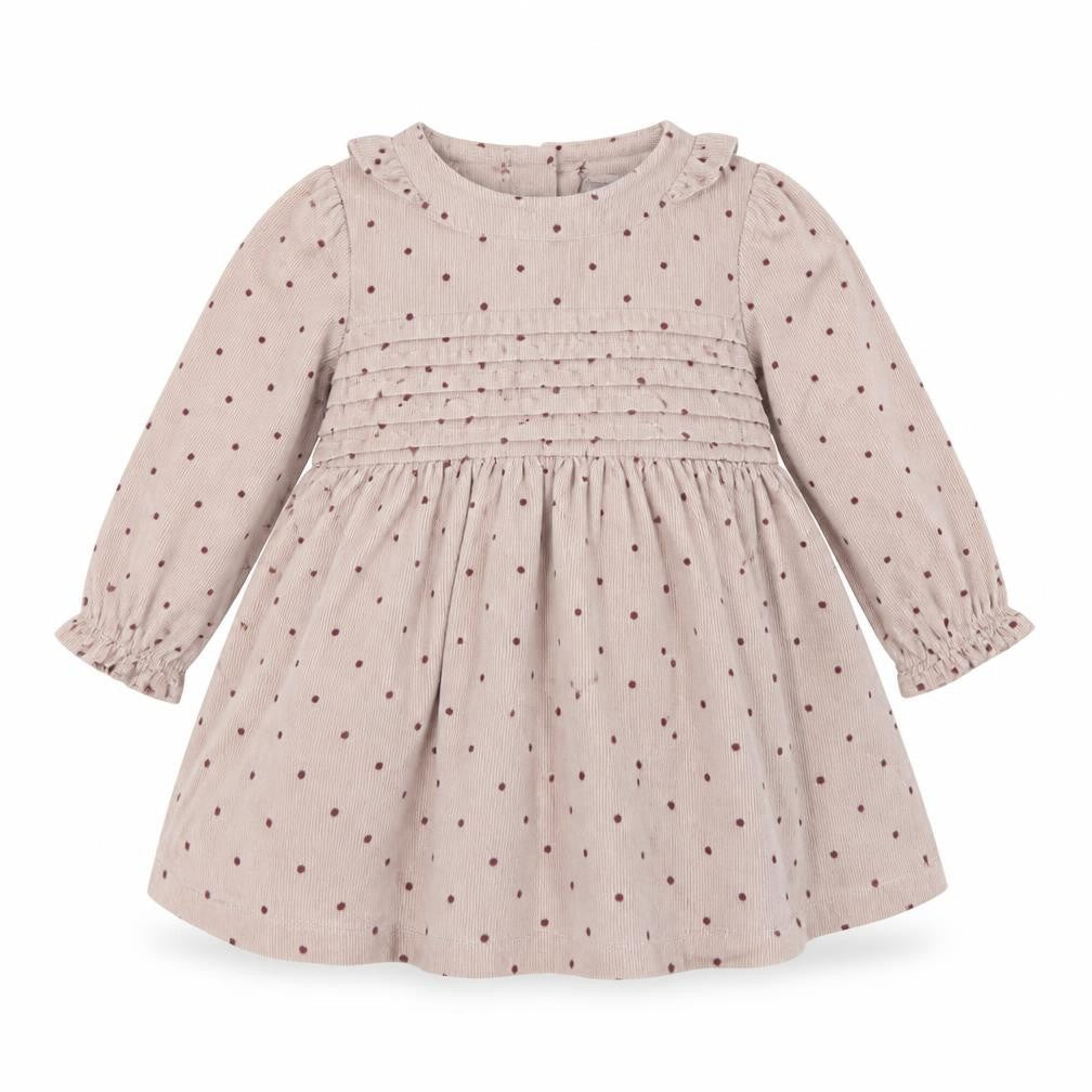 m&s Girls Beige Polka Dot Corduroy Fit & Flare  Size 9-12 Months