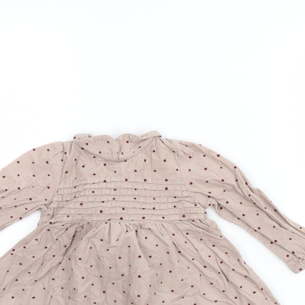 m&s Girls Beige Polka Dot Corduroy Fit & Flare  Size 9-12 Months