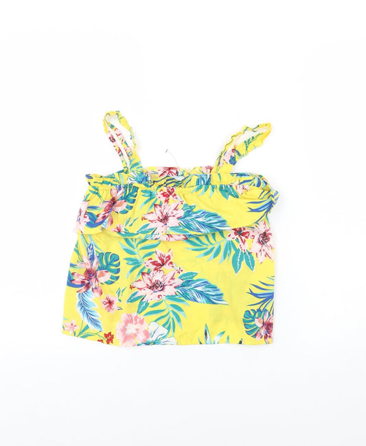 Primark Girls Yellow Floral  Basic Blouse Size 9 Years