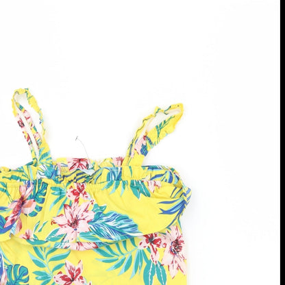 Close-up detail of Primark girls’ yellow floral basic blouse, size 9, years