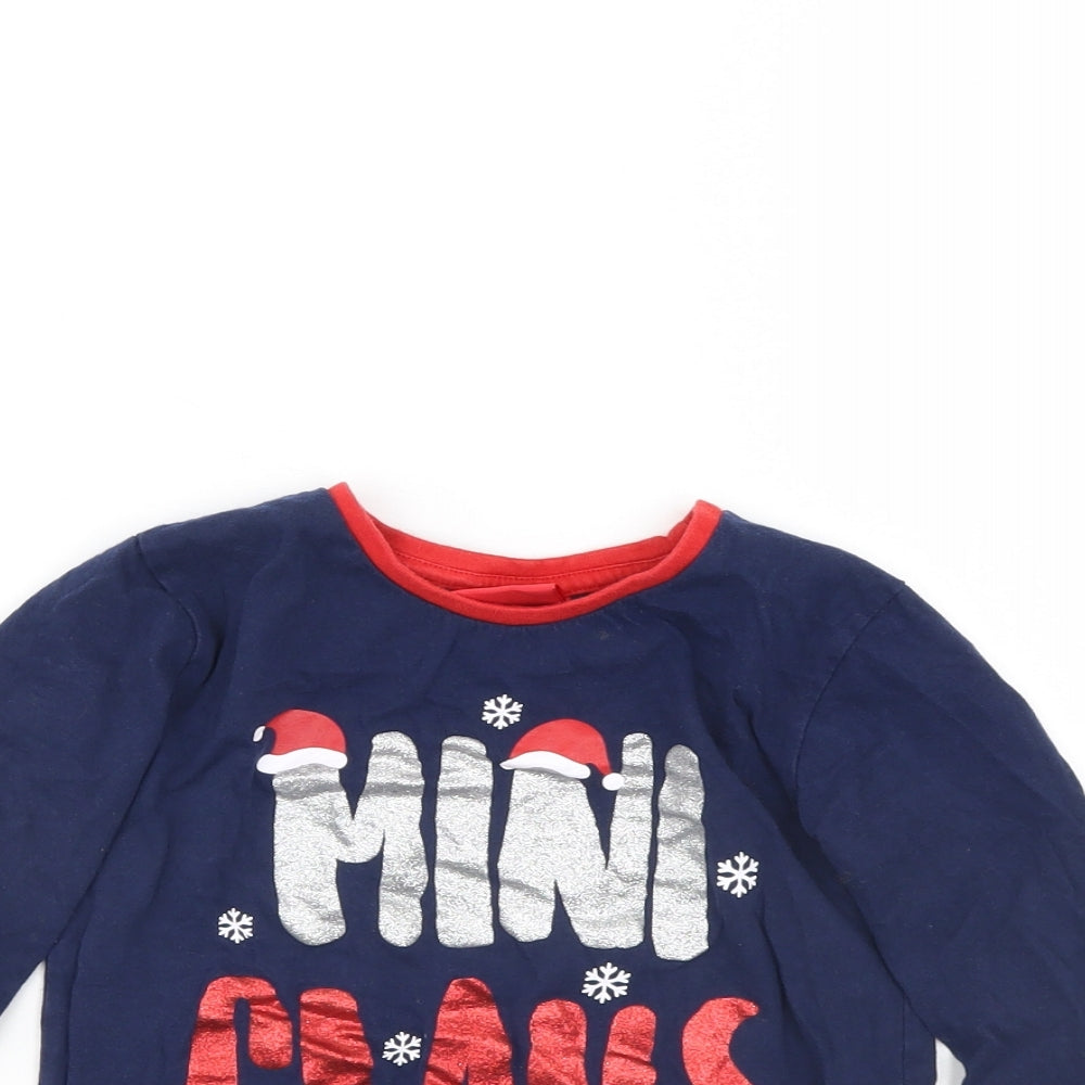 Preworn Girls Blue Solid  Cami Pyjama Top Size 5 Years  - Christmas