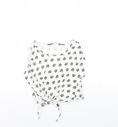 Additional front view of New Look girls’ white spotted basic tank, size 9, years