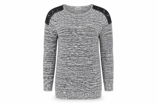 Front view of Papaya women’s grey jumper, size UK 10