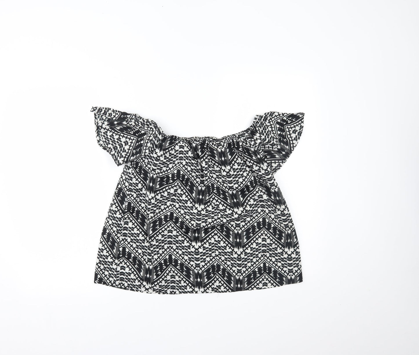 Primark Womens Black Geometric  Basic Blouse Size 10