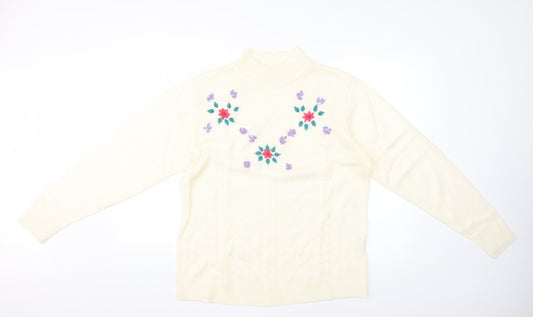 rose pearl Womens Yellow Floral  Pullover Jumper Size 10