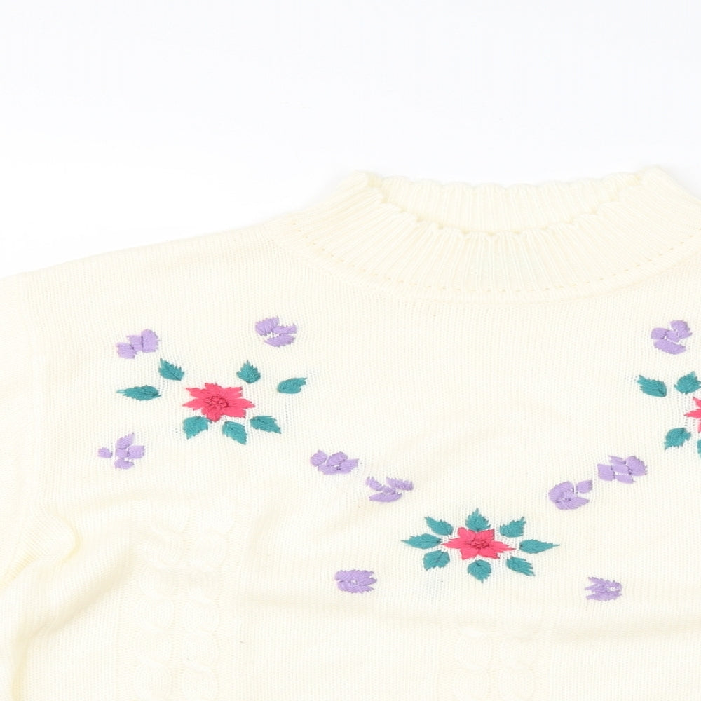 rose pearl Womens Yellow Floral  Pullover Jumper Size 10