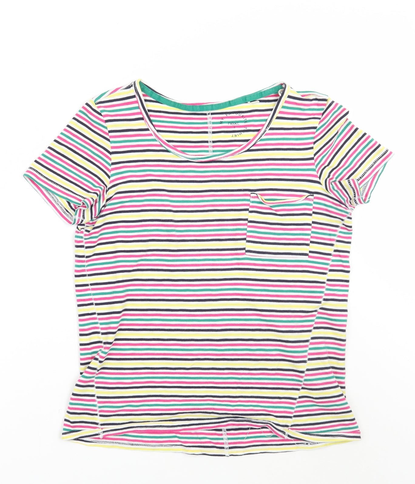 NEXT Womens White Striped  Basic T-Shirt Size 8