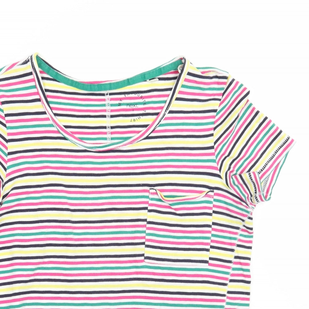NEXT Womens White Striped  Basic T-Shirt Size 8