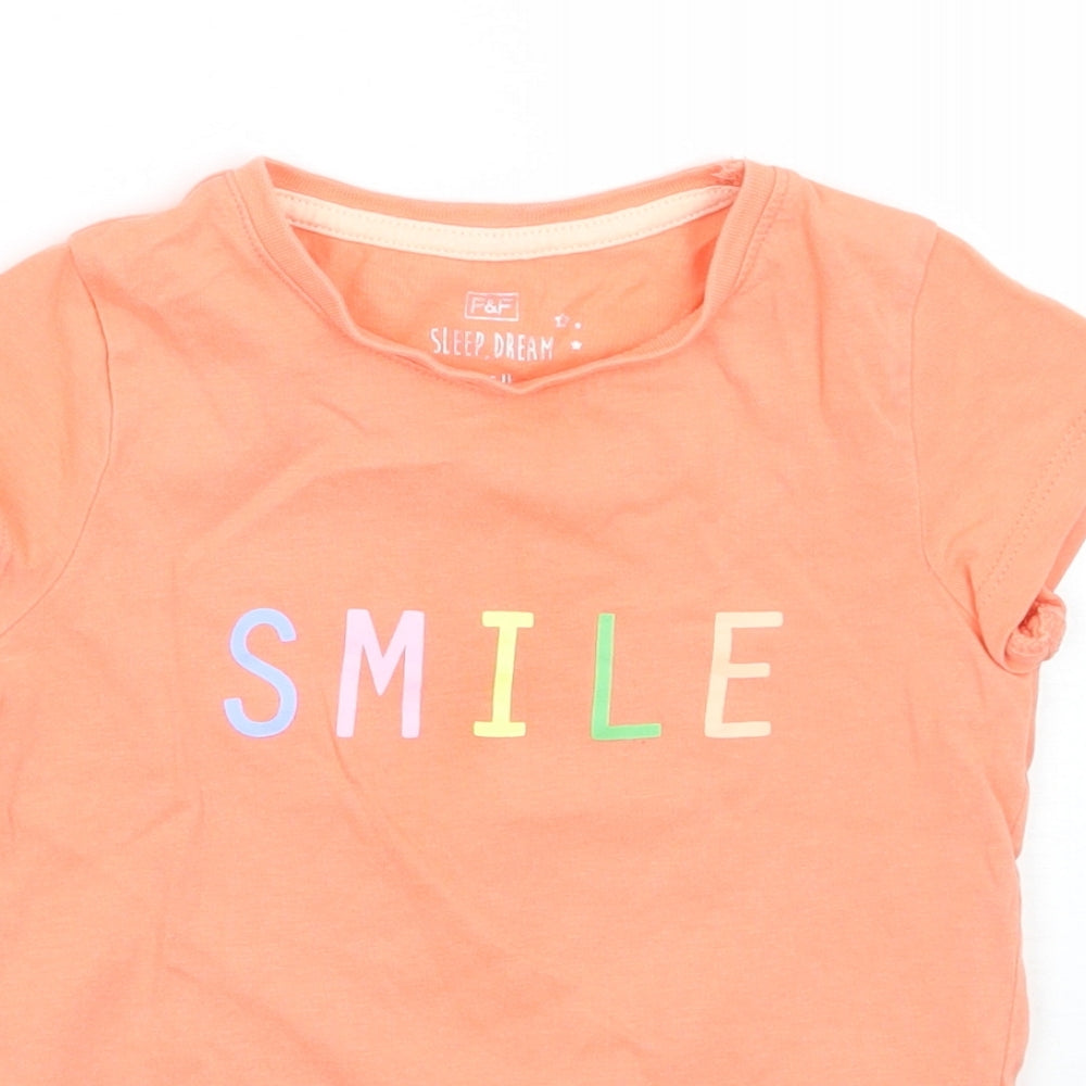 F&F Girls Orange   Basic T-Shirt Size 2 Years